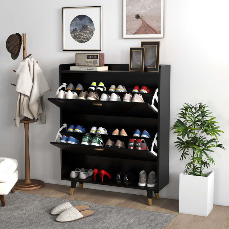 20 Pair Shoe Storage Cabinet, Black
