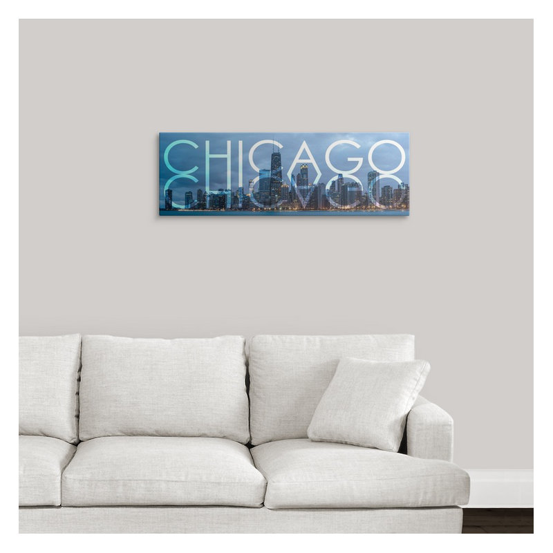 « chicago, transparent mirror overlay », impression, H 12 po x l 36 po x P 1,5 po, Toile