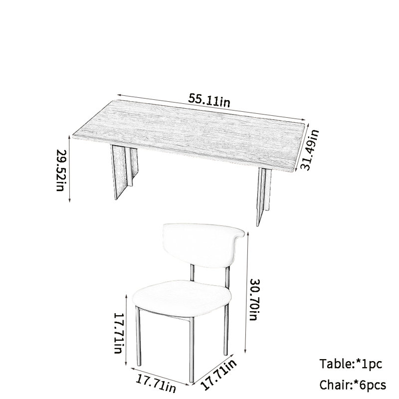 Vintage Home Walnut Dining Table Sets 6 - Person Walnut Solid Wood Top Double Pedestal Dining Set