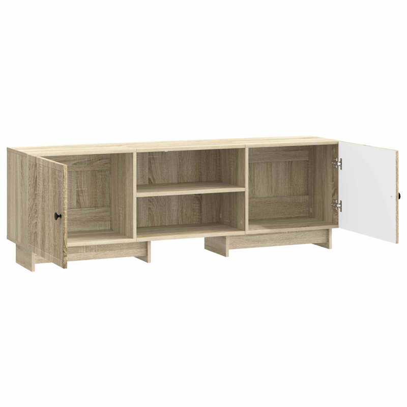 Unfinished TV Stand for TVs up to 65" with Fireplace Included, Sonoma Oak
