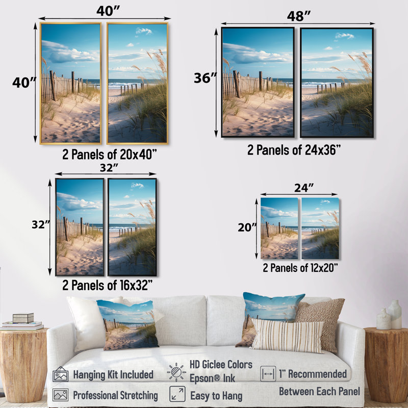 «Path To The Beach IV - Coastal Beach», art encadré, 32" H x 32" W, Wrapped Canvas, Does Not Apply