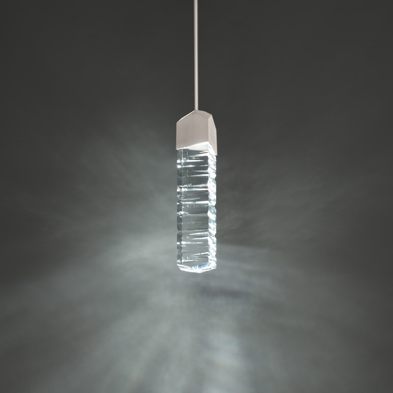 Juliet 3" Wide Dimmable LED Crystal Mini Pendant, Brushed Nickel