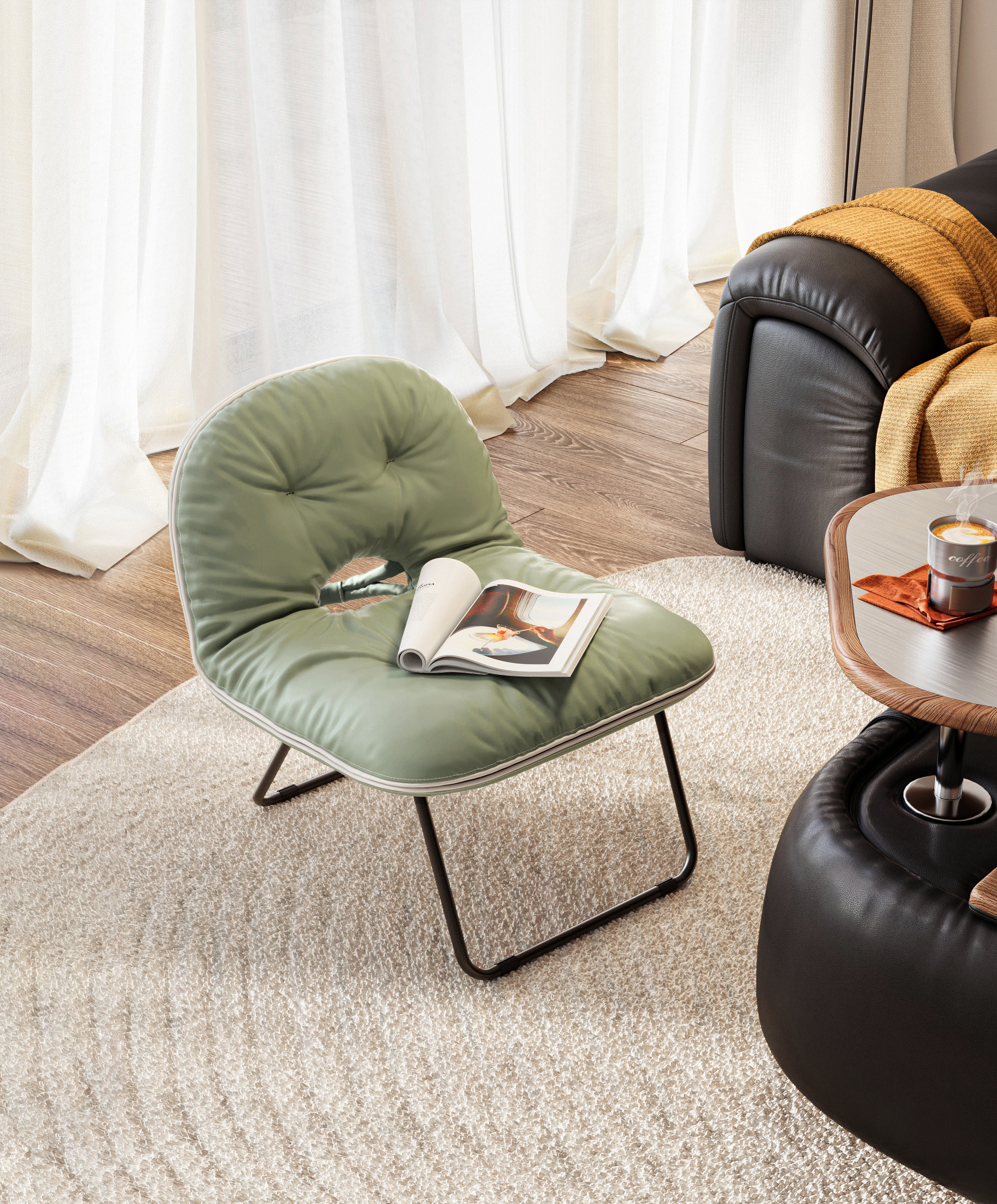 Ebern Designs Arbon Faux Leather Folding Accent Chair - Wayfair Canada