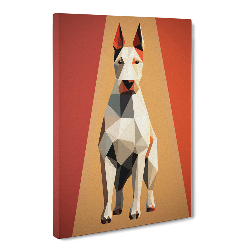 English Bull Terrier Geometric - Wrapped Canvas, 50cm H x 35cm W x 3cm D