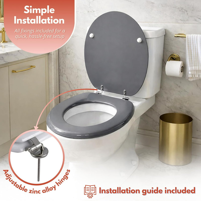 Actaeon Soft Close Elongated Standard Toilet Seat, Grey 