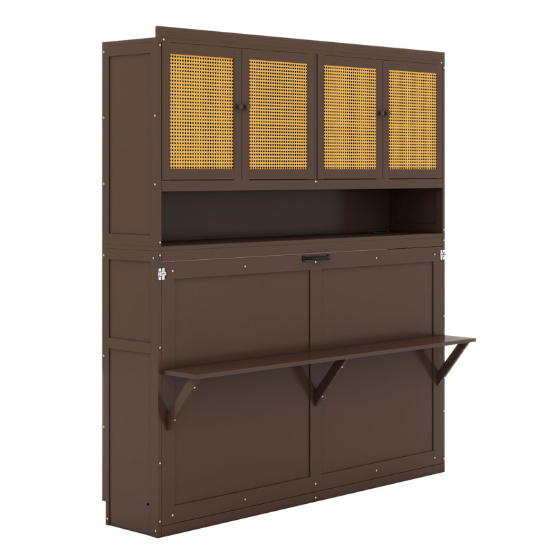 Lit escamotable avec armoire supérieure et lit escamotable Murphy, Espresso