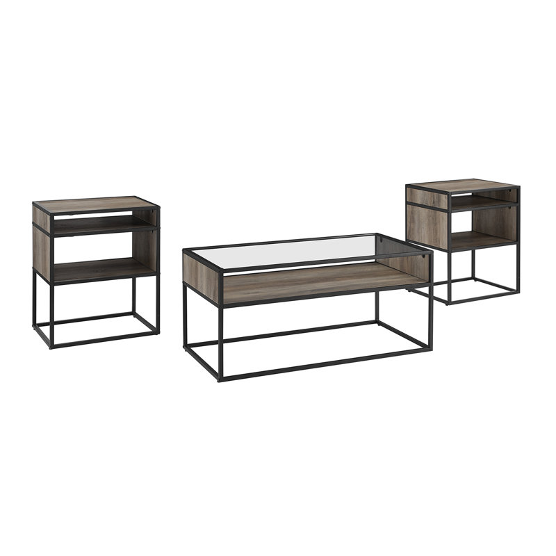 Ensemble de 3 tables d'appoint Barkad, Gris délavé