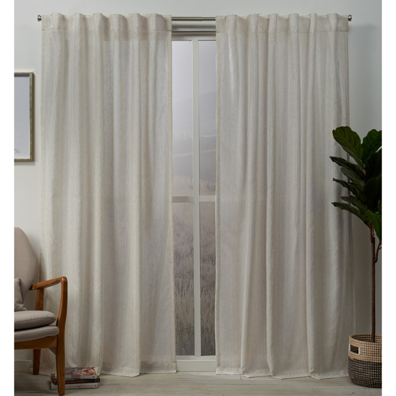 Paire de rideaux semi-transparents avec pattes Kimberlee, L 54 po x L 84 po, Naturel