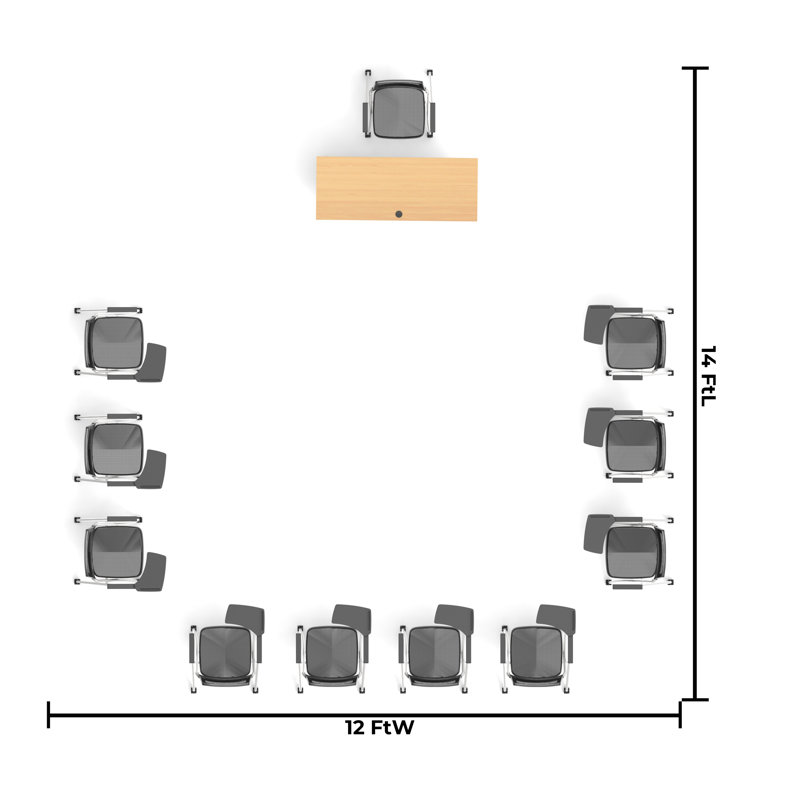Novelty 11 Person Flip Top 22'' L Modular Training Table and Chair Set with Casters and Modesty Panel
