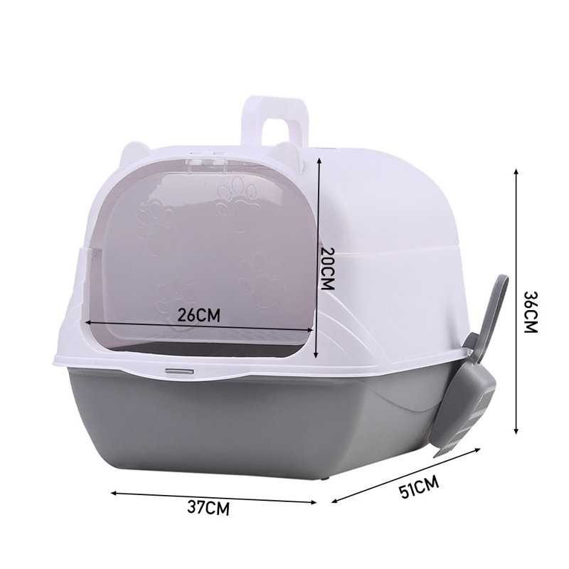 Polyethylene Plastic Litter Box with Scoop, Grey
