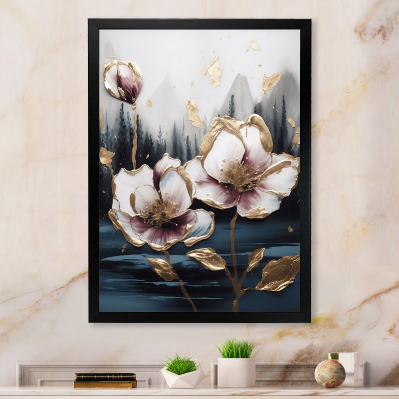 Tulipe rose Cascade III - impression, H 40 po x l 30 po x P 1,5 po, Cadre photo noir