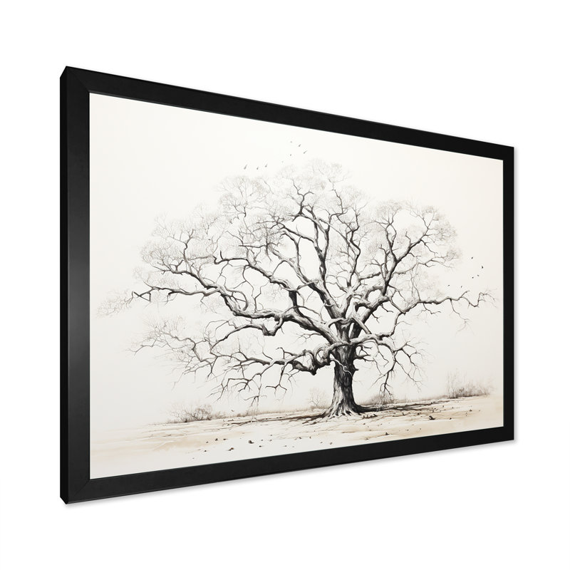 Arbre africain, minimalisme III, sur toile, H 12 po x l 20 po x P 1 po, Cadre photo noir simple