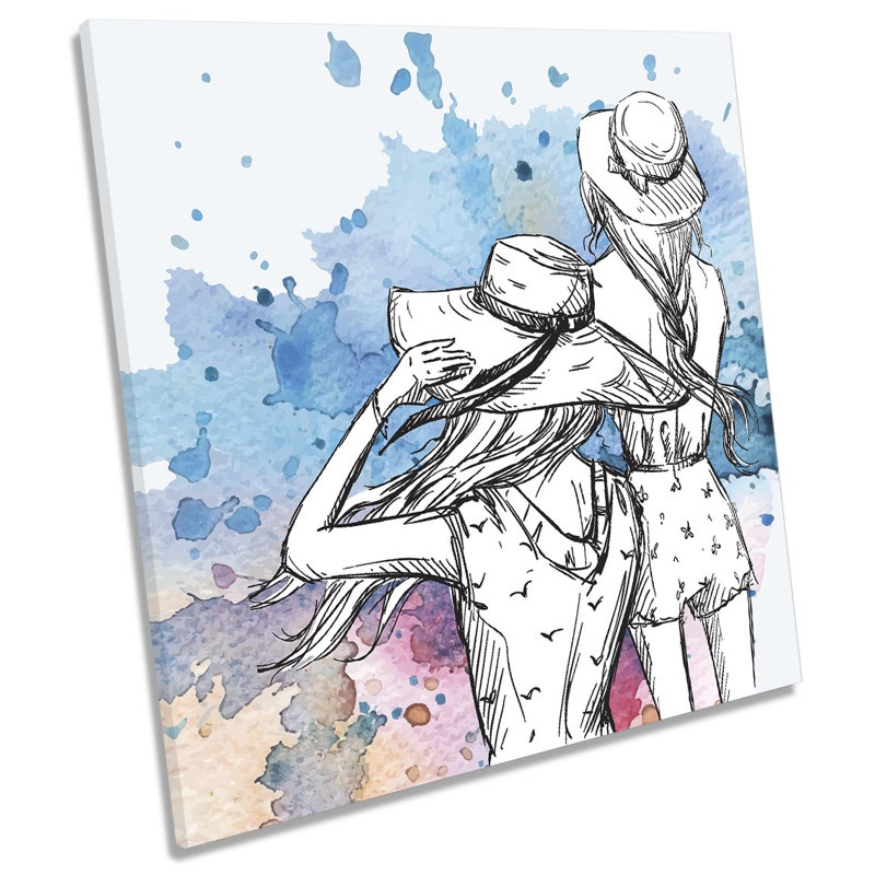 Z2392 Fashion Sketch Watercolour - Wrapped Canvas Painting, 91.4cm H x 91.4cm W x 4cm D