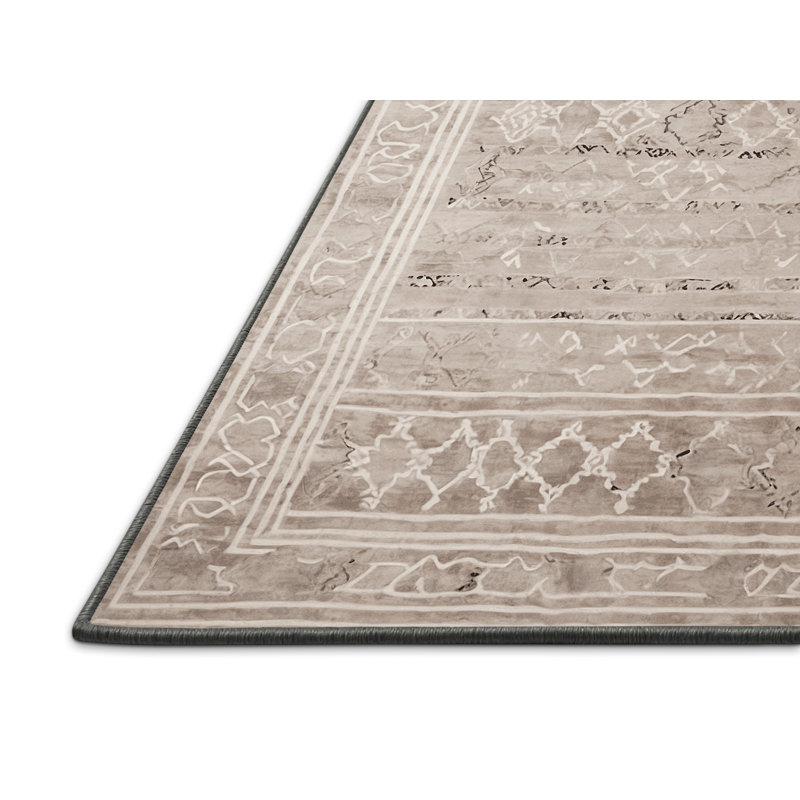 Tapis gris soyeux et moelleux, Rectangle 7 pi x 9 pi