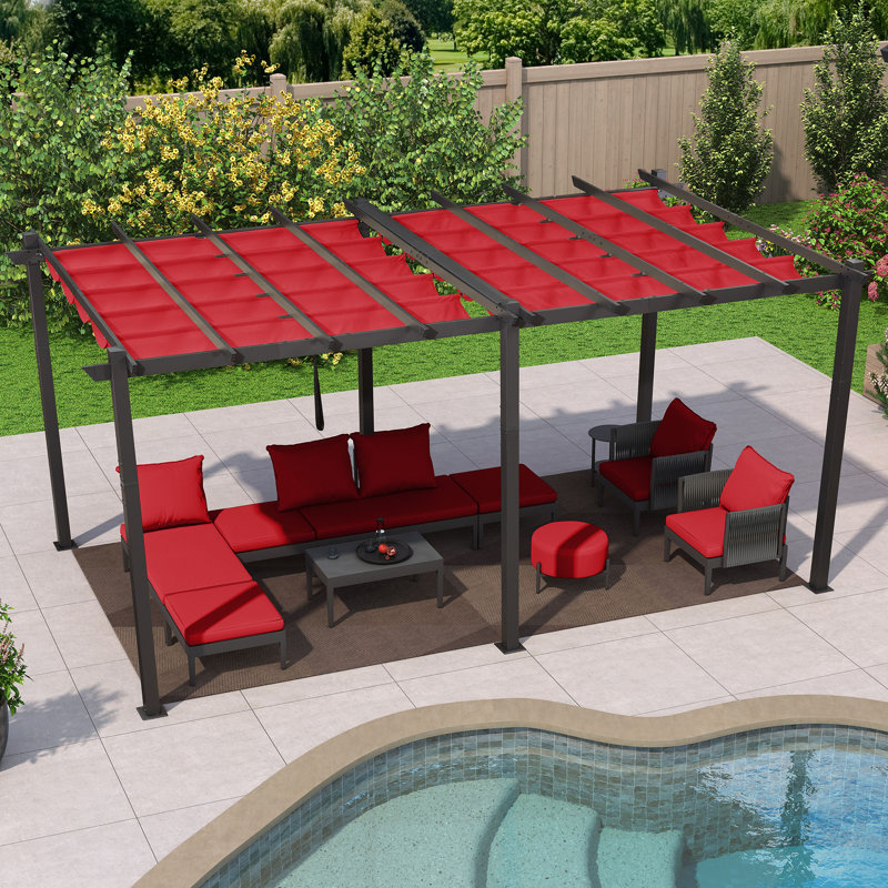 Pergola en aluminium avec auvent, Terra, 18 pi. L 12 pi. D