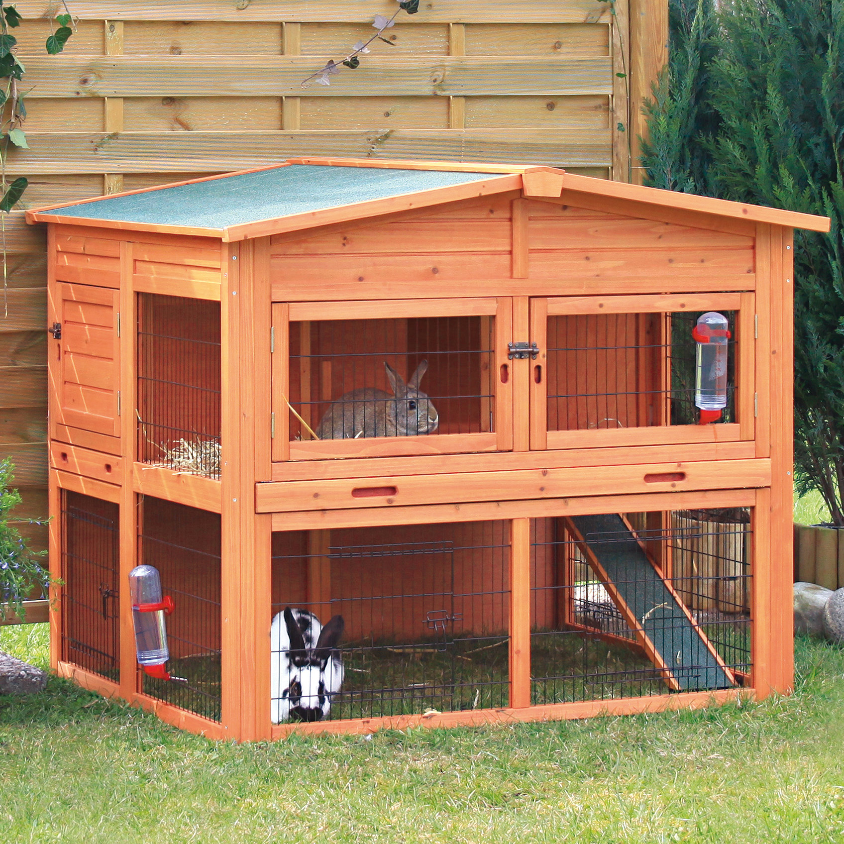 TRIXIE Deluxe 2Story Rabbit Hutch with Run, Attic Storage Ramp, Ideal
