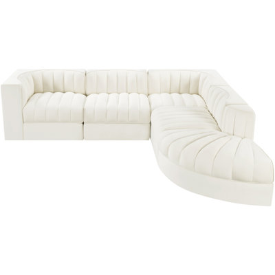 Demars Velvet Performance Fabric Upholstered 5Pc. Modular Sectional