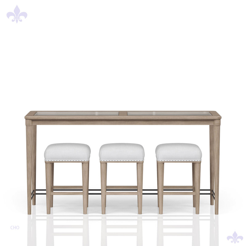 Frosted Glass Console Table With 3 Stools