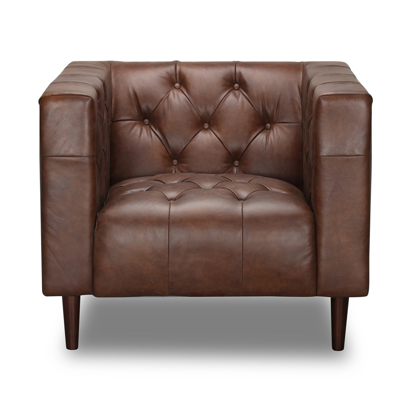 Cornelia Upholstered Club Chair, Vintage Tobacco Top Grain Leather