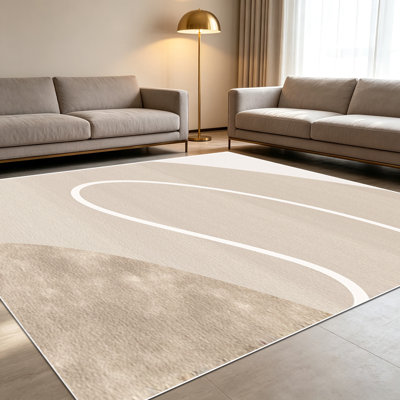 Tapis à motif géométrique minimaliste de 1 pièce pour le salon, doux et confortable, convenant à toutes les saisons, facile à entretenir, tapis de sol intérieur lavable à la machine, ferme sous la table convenant à la chambre à coucher, à la salle à manger, au bureau, au couloir, au patio, à la maison