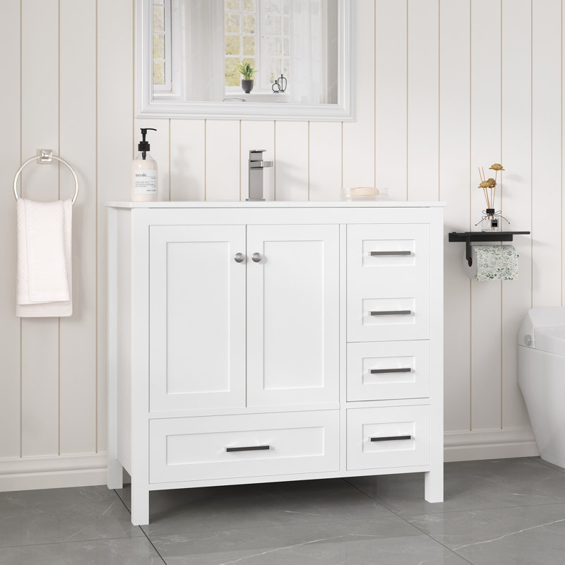  36" Single Bathroom Vanity With Ceramic Top