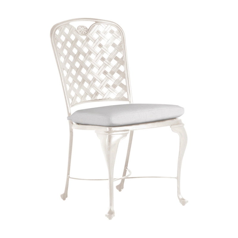 Chaise d'appoint d'extérieur en fonte Provance, Pas de soudure, Lin neige, Craie