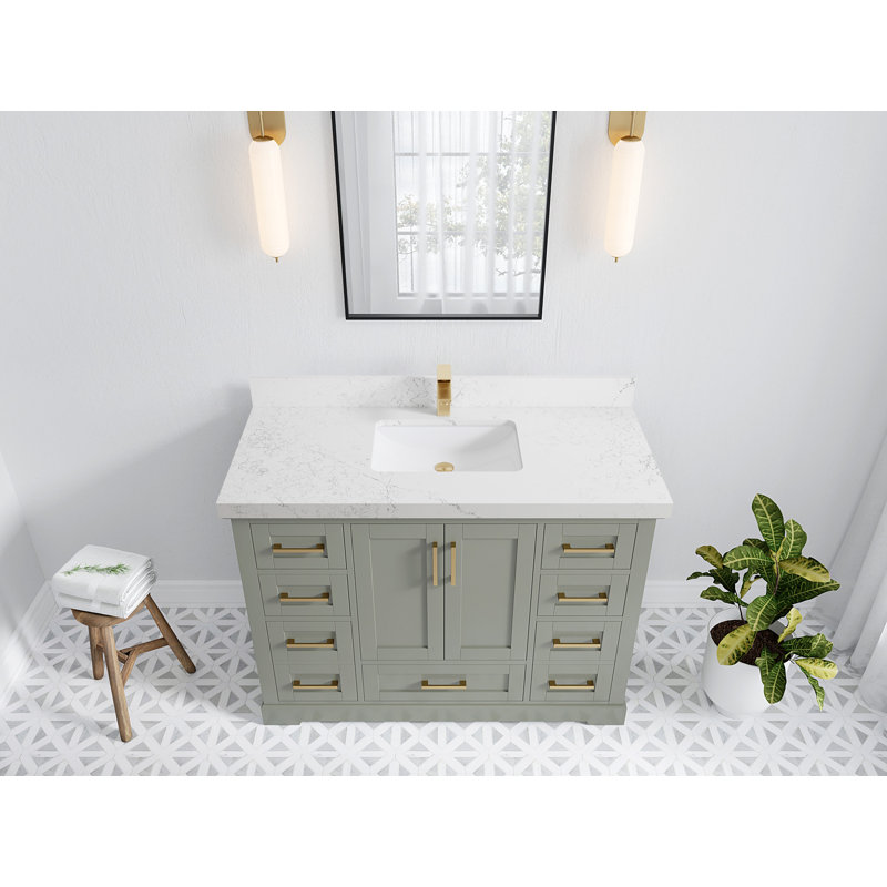 Esin 48'' Single Bathroom Vanity with Top, Empira White