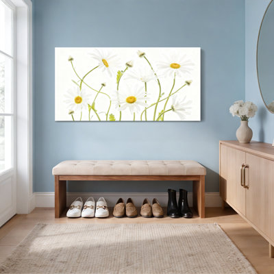 Daisy Floral Pattern Canvas Wrapped Wall Art Set Of 1