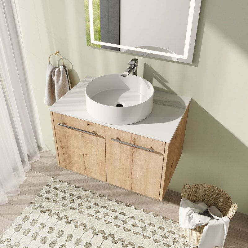Meuble-lavabo mural simple 30 po avec comptoir en céramique