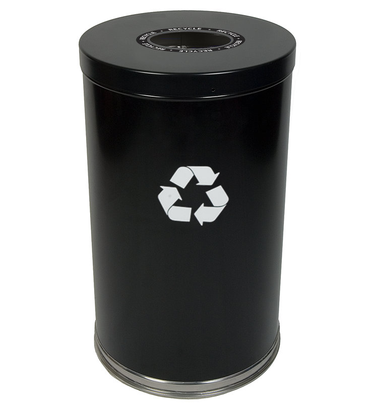 Bac de recyclage en métal, 35, Noir