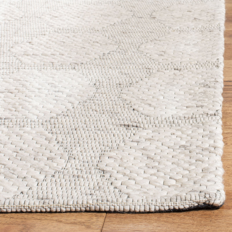Marbella Beige Flat Woven Geometric Wool Runner Rug