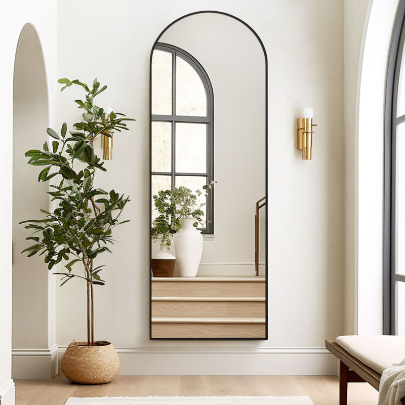 Aluminium Arch Mirror, Black, 179 cm H x 65 cm W