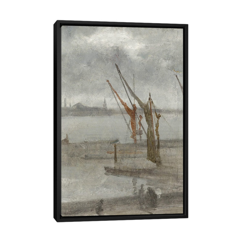Grey And Silver Chelsea Wharf, 101.6 cm H x 66.04cm W x 4.445cm D, Black