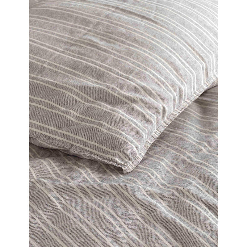 Ensemble de housse de couette Ranforce, Courtepointe simple + 1 taie d'oreiller standard, Gris rayé 1