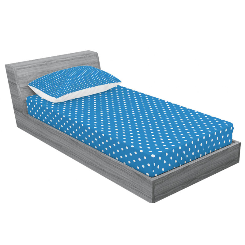 Microfiber Polka Dots Sheet Set, Full Sheet Set with Fitted Sheet, Blue Polka Dots