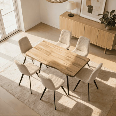 120cm Oak-Effect Dining Table and 6 Chair Set