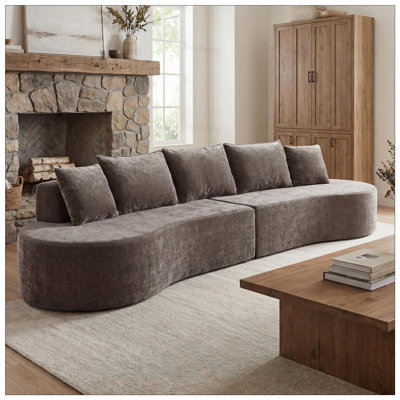 Modern Curved Modular Sectional Sofa with High-Density Fully Compressed Sponge, 2-Piece Set, Fully Assembled, Left or Right Hand Facing, Perfect for Living Room and Lounge
