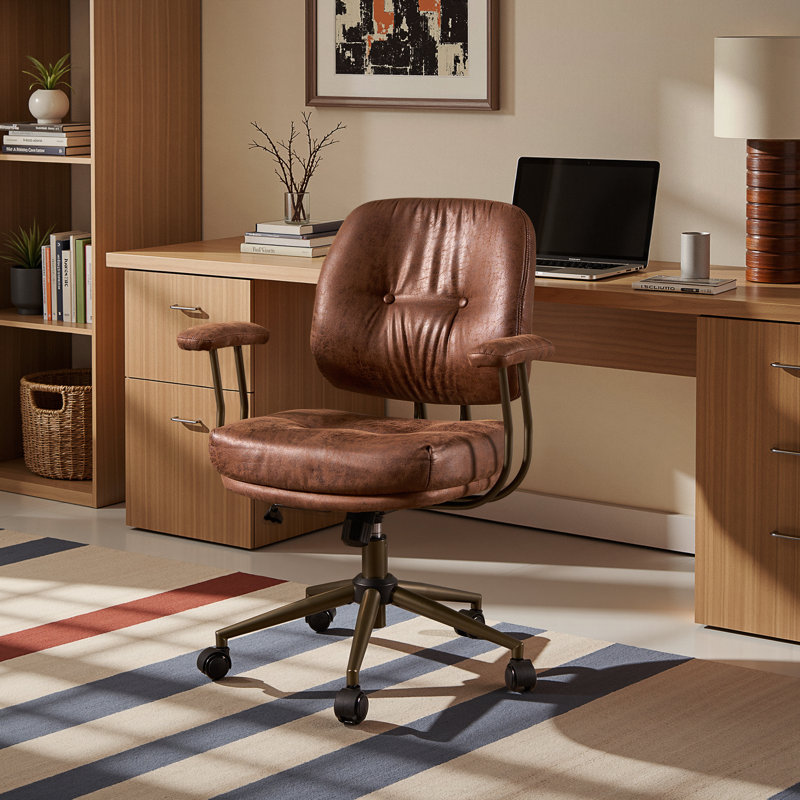 Albaugh Ergonomic Office Chair Swivel Task Chair with Adjustable Gas Lift, Dark Brown