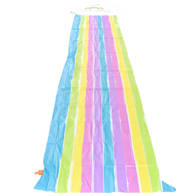 Rae Dunn: Splish Splash Rainbow Slide & Ride - Arroseur à glissade d'eau de 16 pieds, tapis coulissant durable, 5 ans et plus