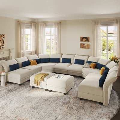 Ahren Upholstered Reclining Curved Sectional