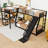Metal L-Shaped Bunk Bed With Built-In Desk And Slide And Shelves-1032303312