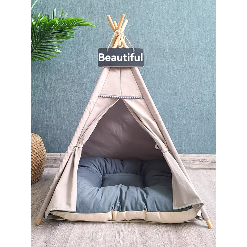 Fulater Cotton Tent Pet Bed, Medium Size 25.4" L x 25.4" W