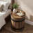 Round Barrel Side Table with Hidden Storage-590739132