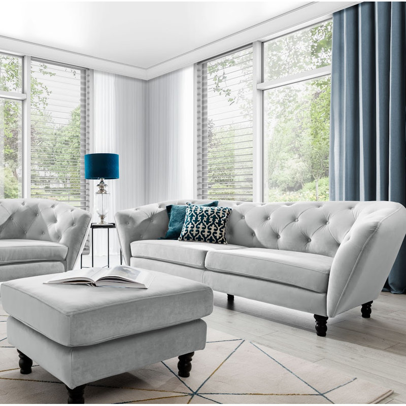 Haltwhistle 3 Seater Velvet Sofa, Grey