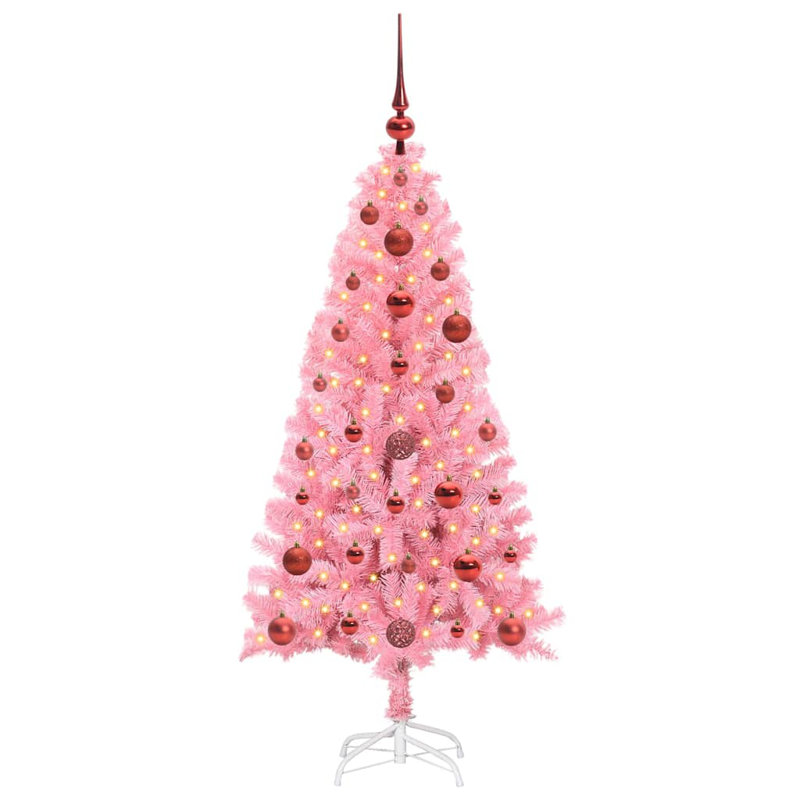 Christmas Tree with 150 LEDs with Stand PVC, Red, 3.94' H