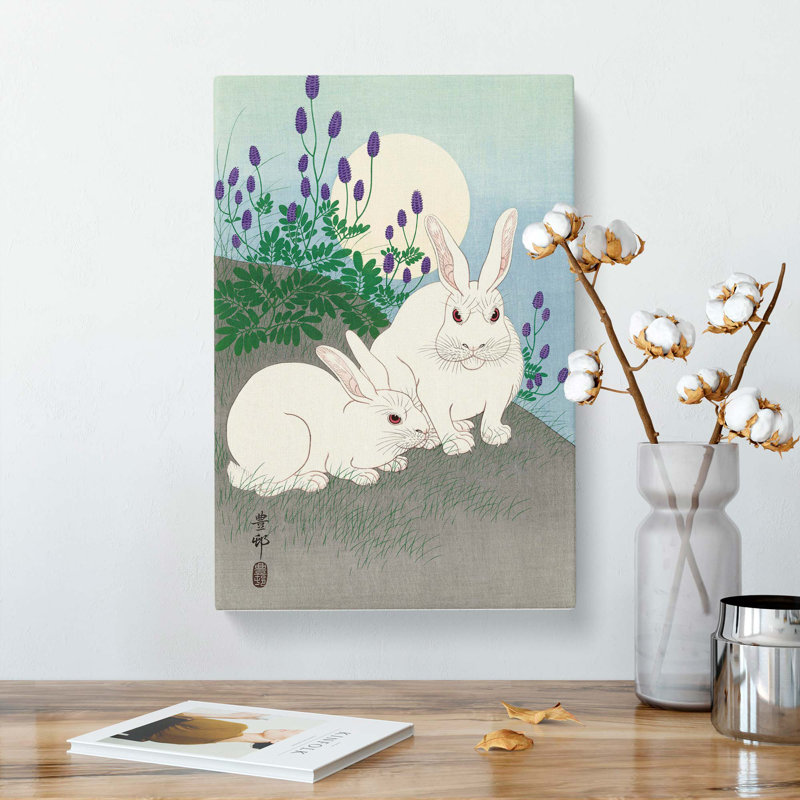 Rabbits At Full Moon by Ohara Koson - Wrapped Canvas, 76cm H x 50cm W x 3cm D