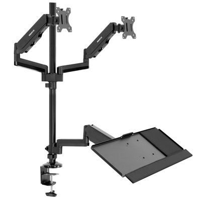 Mount-It Height Adjustable Dual Monitor Sit Stand Workstation | Two Screens up to 32" Each | Black