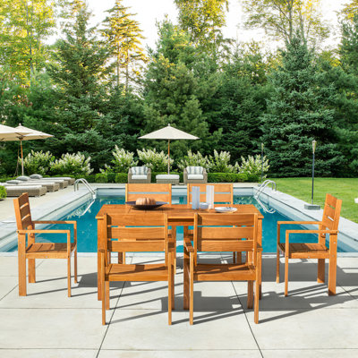 Calianno 6 - Person Wood Patio Dining Set with Rectangular Table