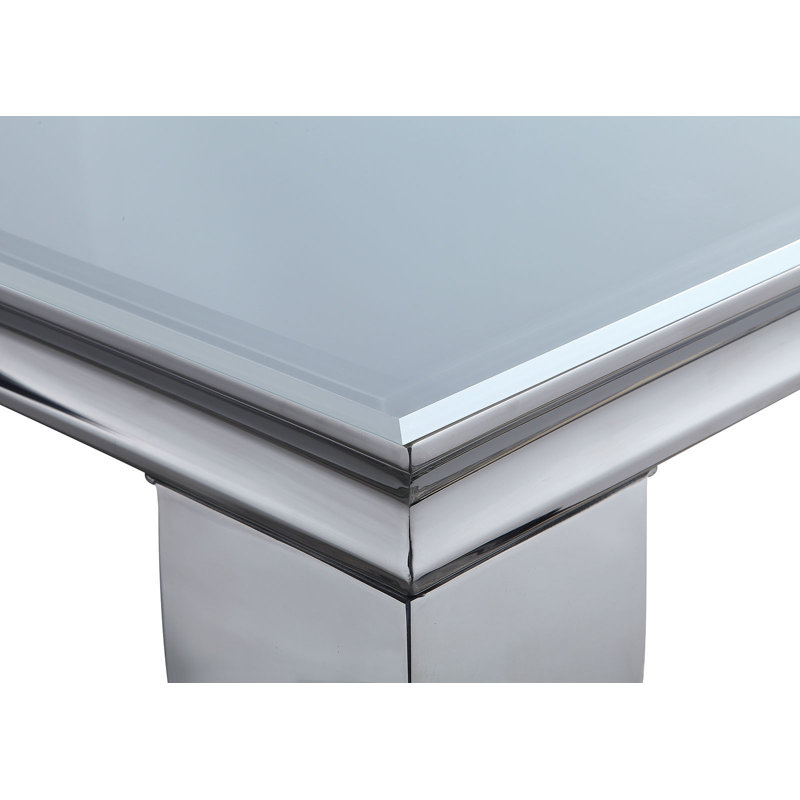 Table de salle à manger l 78,6 po Glam, blanc, blanc / chrome, Blanc