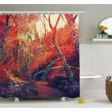 Fantasy Art House Fall Autumn Scenery in Habitat Fairy Tale Woodland Fiction View Shower Curtain Set